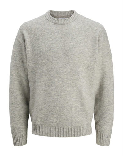 Jack & Jones - JJESoho Ollie Crew Neck Strik - Light Grey Melange 